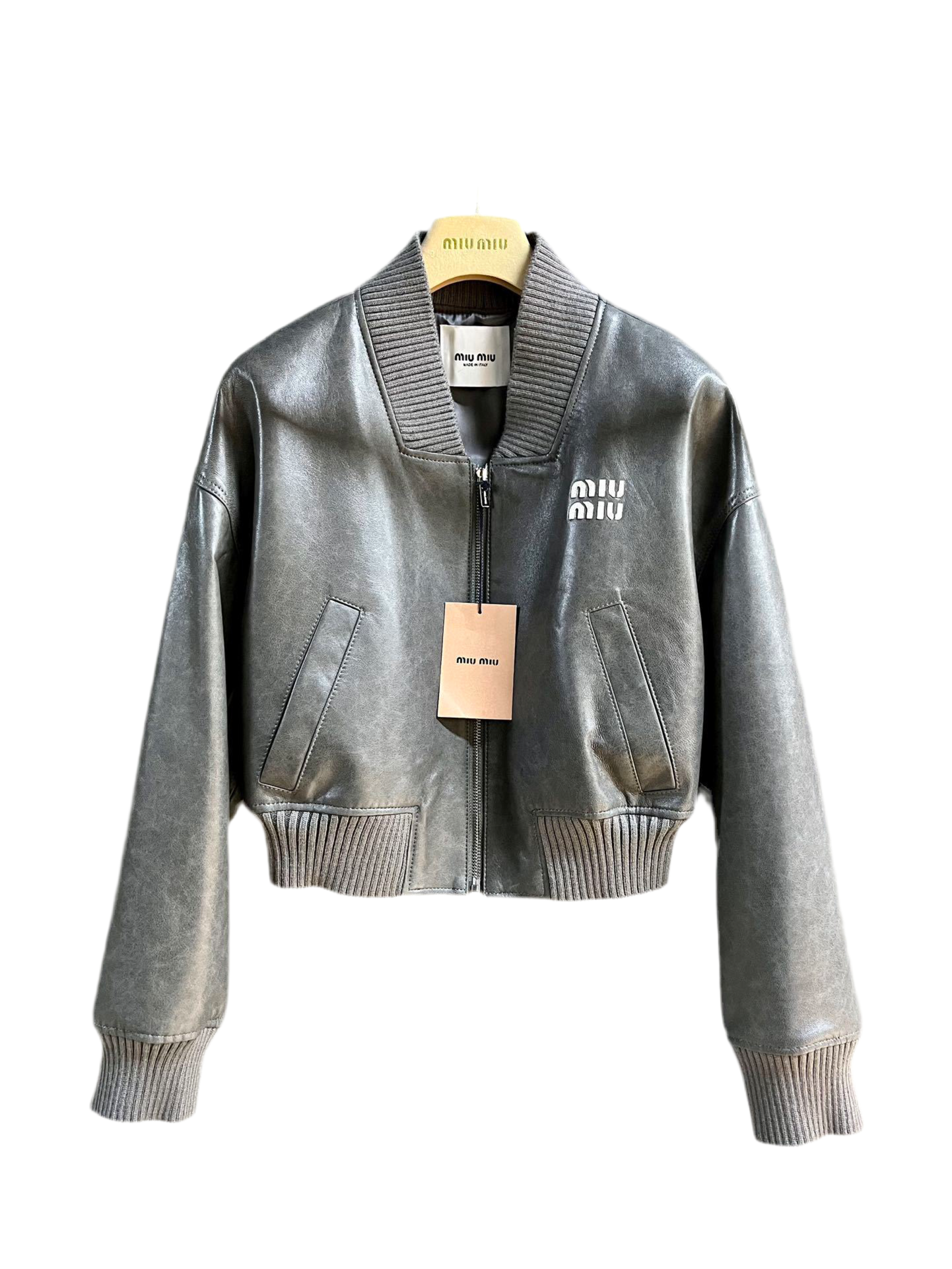 Miu Cropped Biker Jacket - Image 3