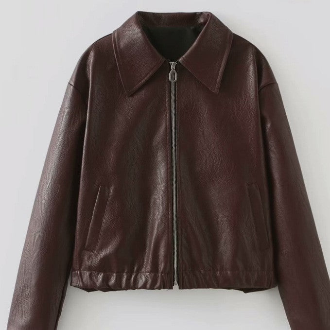 Cropped Leather Jacket - Image 4
