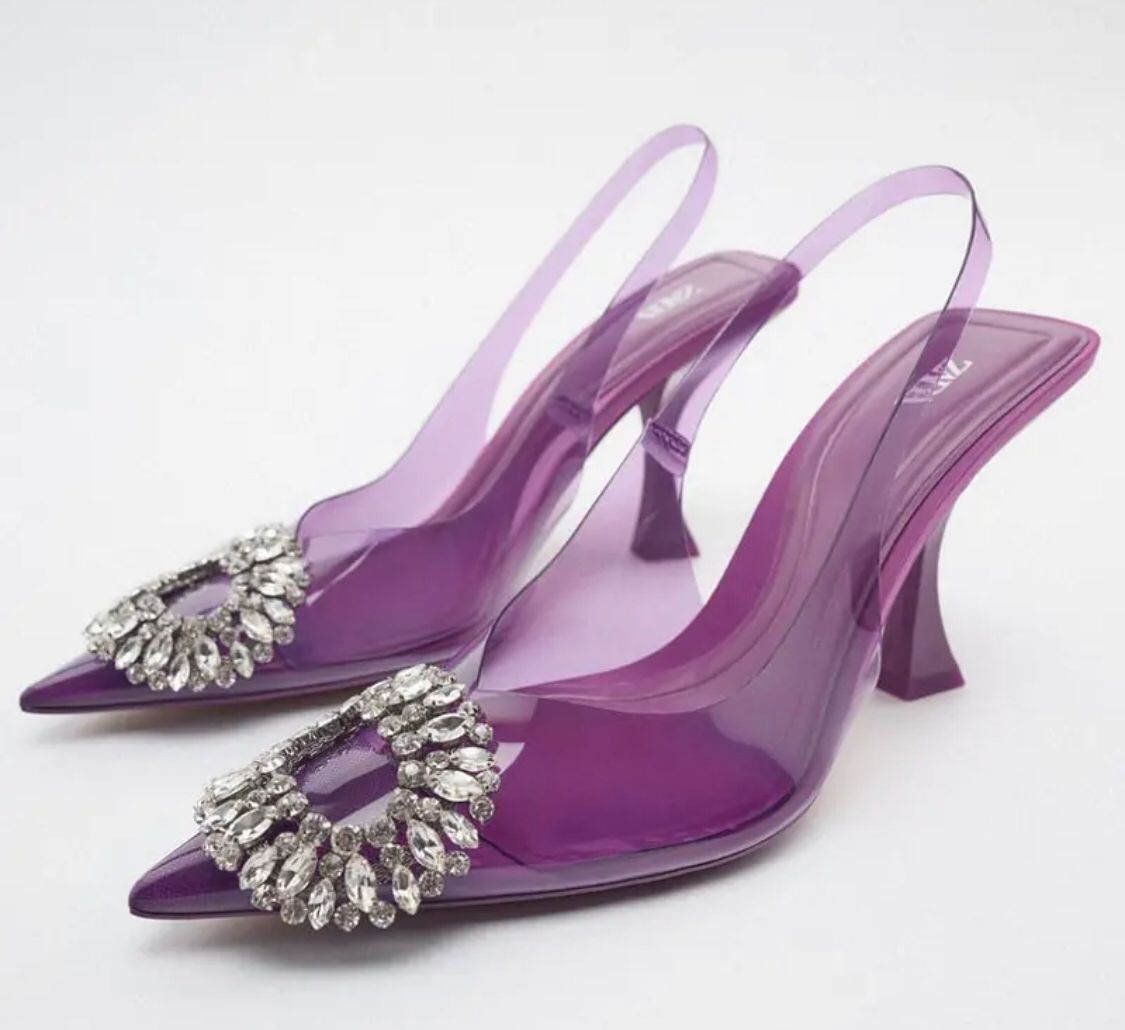 Zara Embellished Vinyl Heels - Image 2