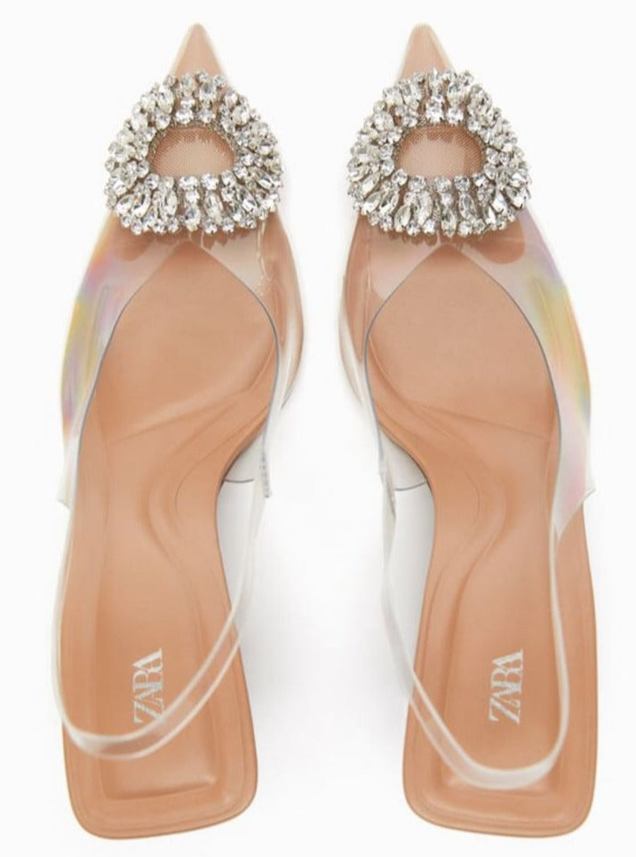 Zara Embellished Vinyl Heels - Image 3