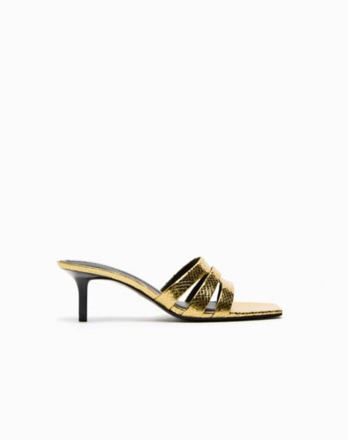 Zara Metallic Heel Mules - Image 2