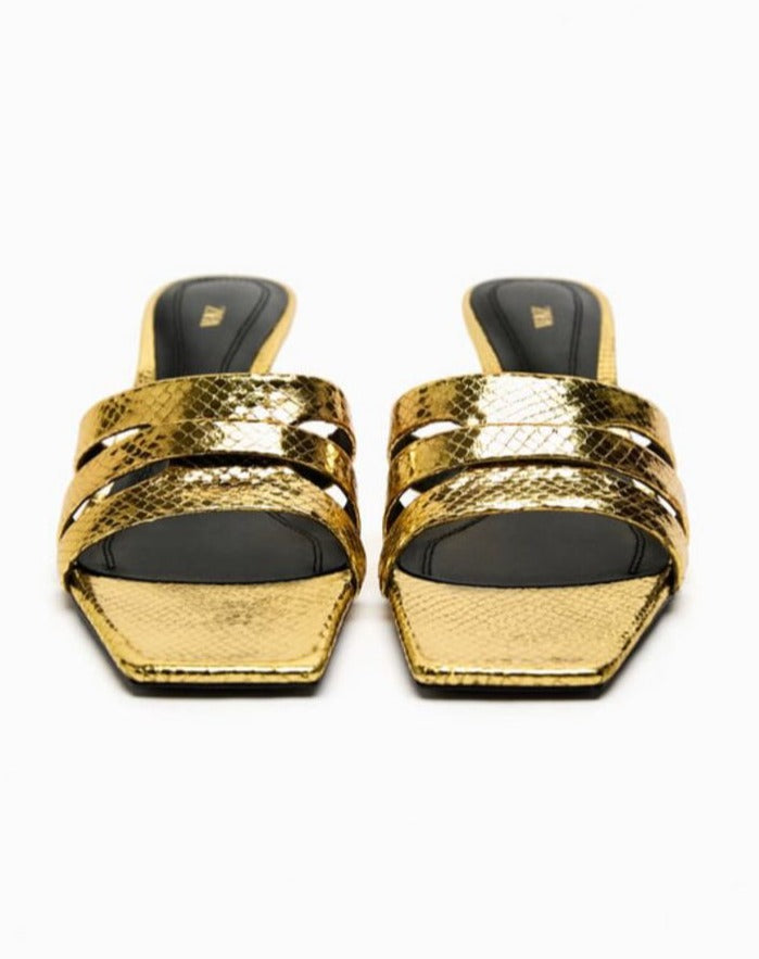 Zara Metallic Heel Mules - Image 3